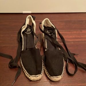 Tony Pons black Valencia style wraparound espadrilles sandal size 38 EU.